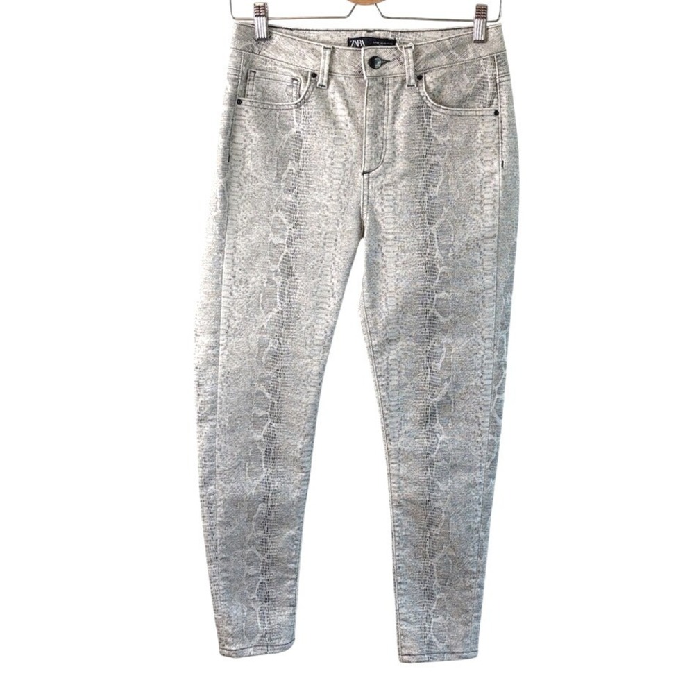 Zara Snakeskin Print High Rise Skinny Jeans Size 6 New with Tags